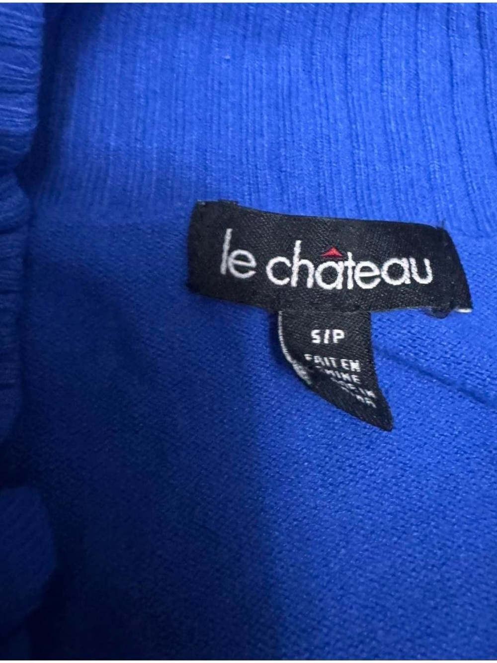 Le Chateau Y2K blue asymmetrical button detail sweater top - Picture 3 of 3